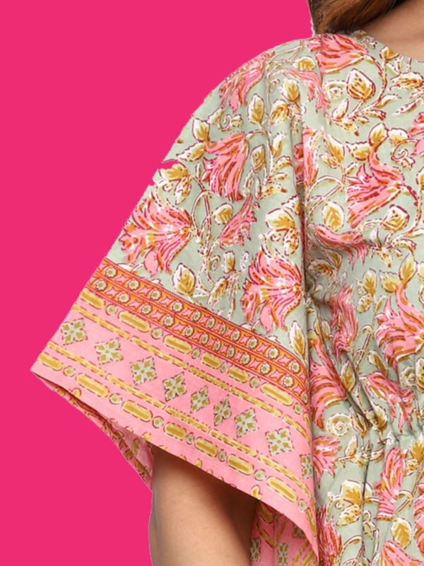 Aashvi Green & Pink Rayon Kaftan - Image 6