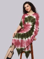 Mahira Pink Green Rayon Kaftan - Image 6