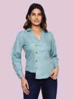 Mrinali Olive Green Rayon Top - Image 7