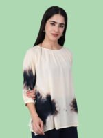 Braahmi Beige  Black  Rayon Top - Image 7