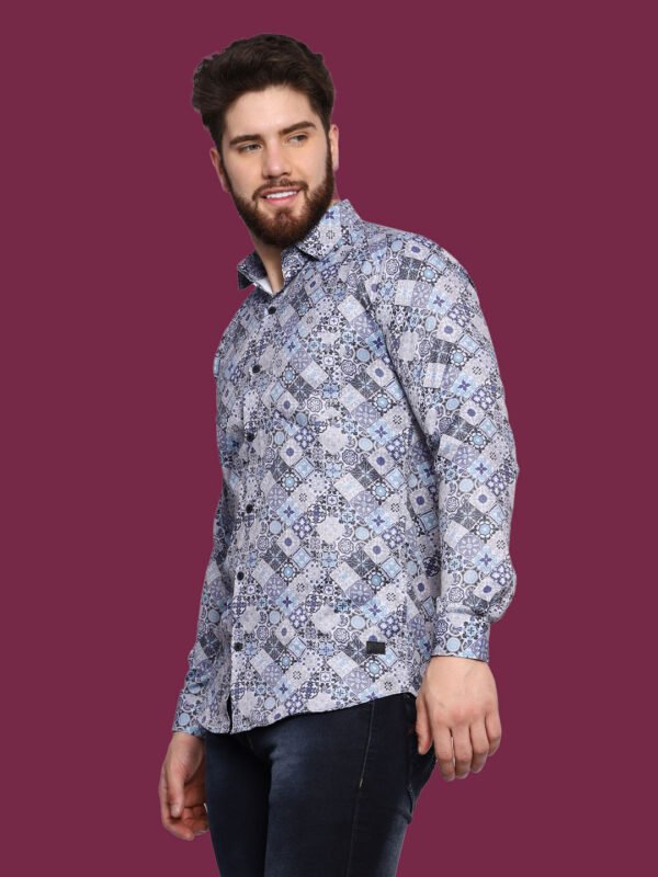 Absolutno Blue Pattern Casual Shirt - Image 6