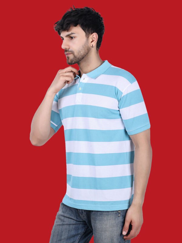 White Blue Color Polo T-shirt - Image 6