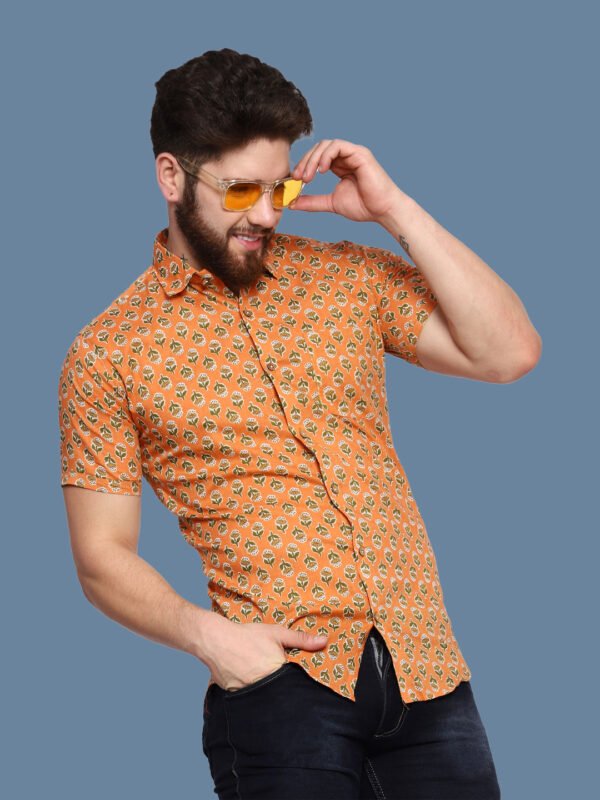 Blomming Flower Orange Casual Shirt - Image 6