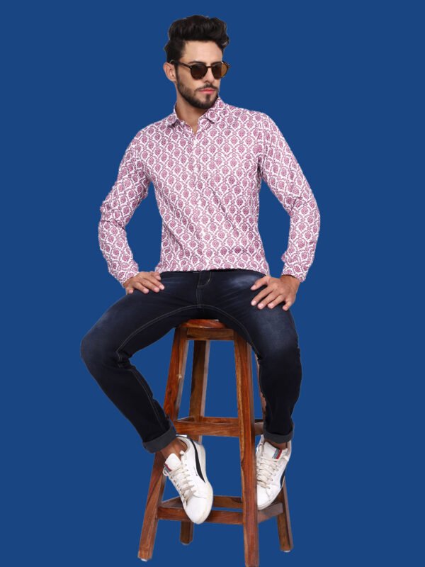 Adhafera Dark Magenta Casual Shirt - Image 6