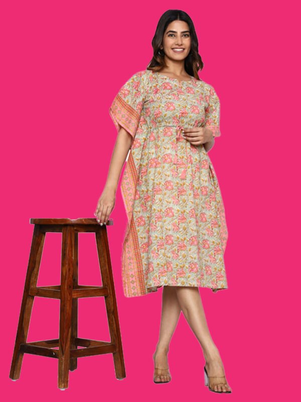 Aashvi Green & Pink Rayon Kaftan - Image 7