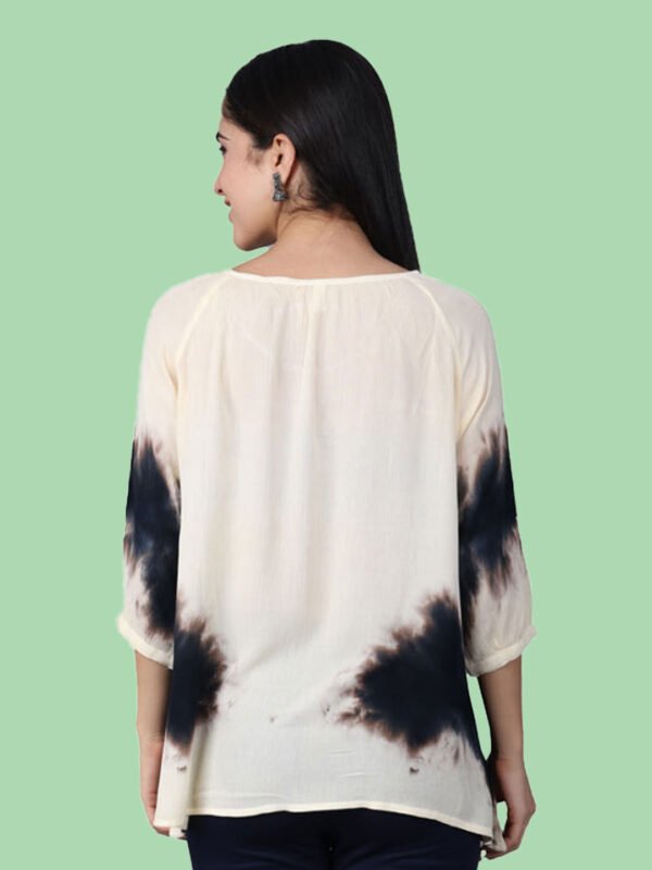 Braahmi Beige  Black  Rayon Top - Image 8