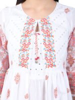 Mishika White Pink Cotton Gown - Image 7