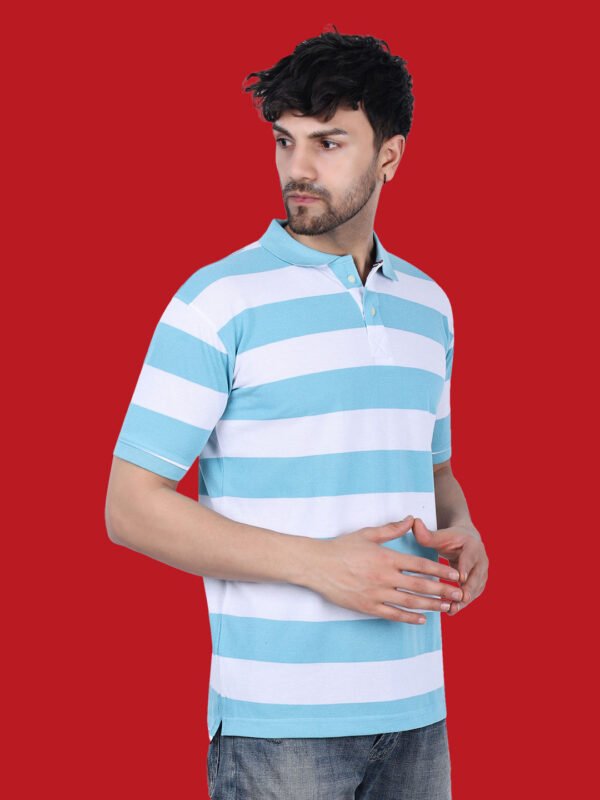 White Blue Color Polo T-shirt - Image 7