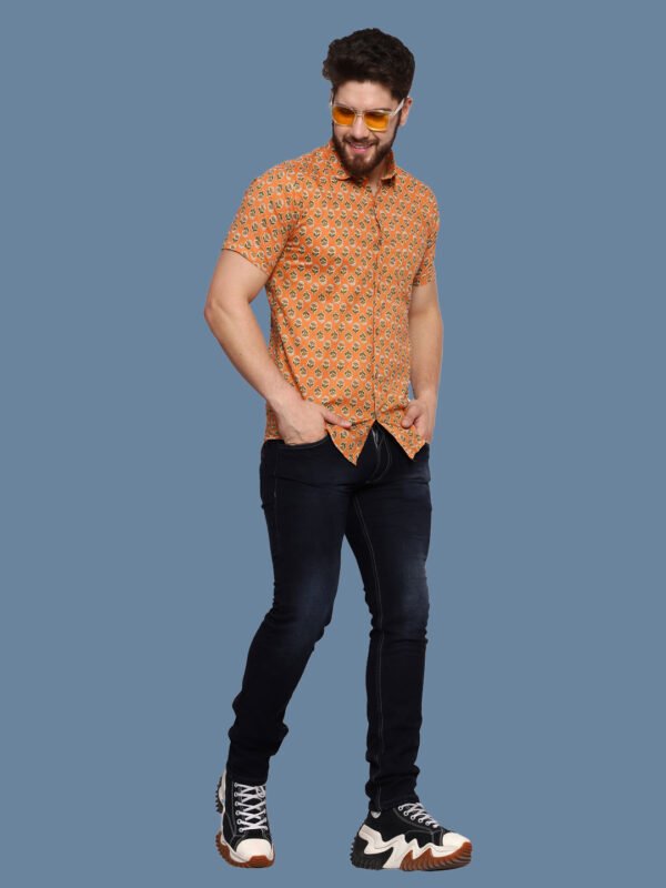 Blomming Flower Orange Casual Shirt - Image 7