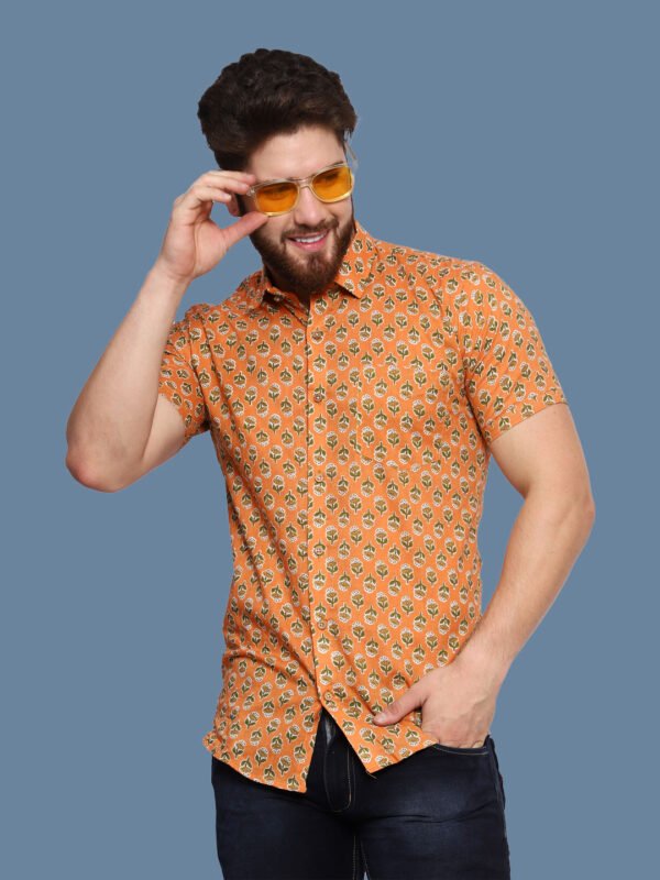 Blomming Flower Orange Casual Shirt - Image 8