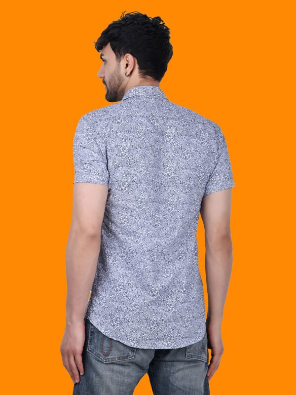 Bluewhite Texture Print Men's Shirt - backpose - sn342 by Crazysparkles
