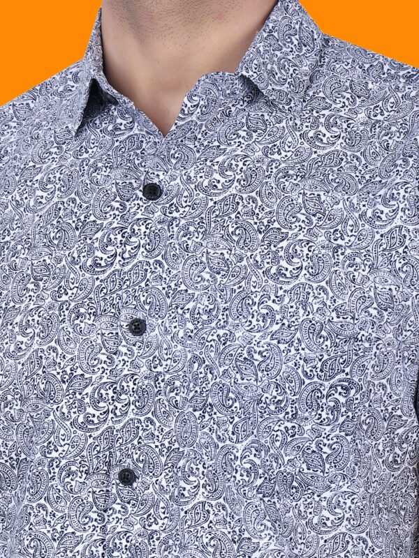 Bluewhite Texture Print Men's Shirt - frontpose2 - sn342 by Crazysparkles