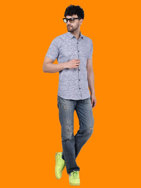 Bluewhite Texture Print Men's Shirt - fullpose - sn342 by Crazysparkles