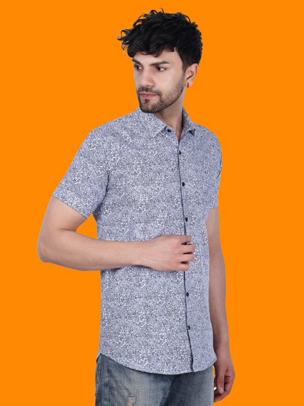 Bluewhite Texture Print Men's Shirt - rightpose - sn342 by Crazysparkles