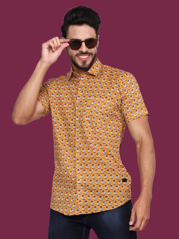 Orange Pattern Print Men's Shirt - front - sn317 by Crazysparkles