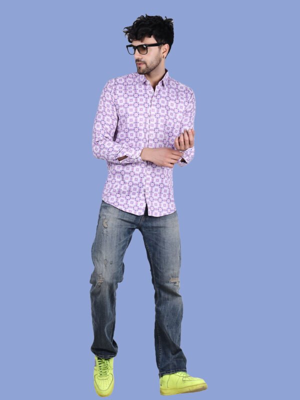Purple Geometric Print Men's Shirt - fullpose - sn338 by Crazysparkles