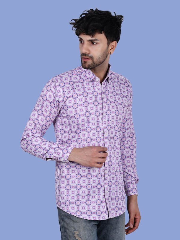 Purple Geometric Print Men's Shirt - rightpose - sn338 by Crazysparkles