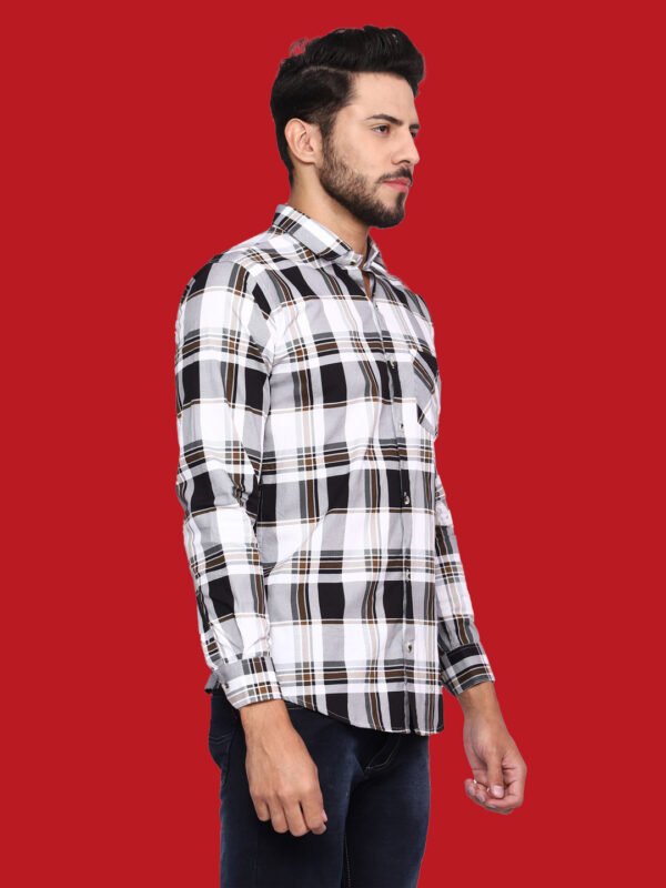 White Check Print Men's Shirt - right - sn327 by Crazysparkles