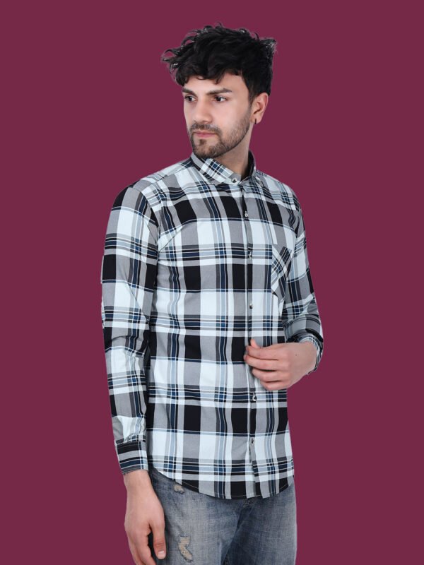 White Check Print Men's Shirt - rightpose - sn337 by Crazysparkles