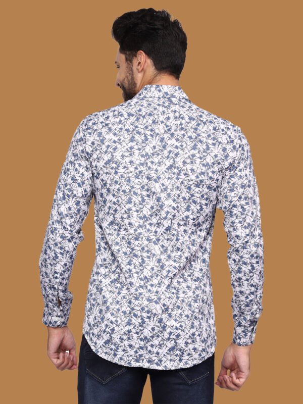 White Pattern Print Men's Shirt - backpose - sn340 by Crazysparkles