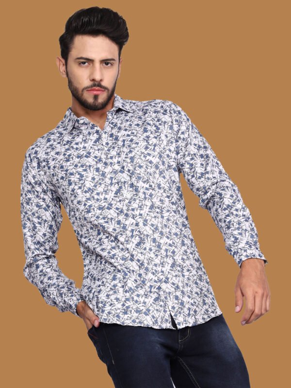 White Pattern Print Men's Shirt - style - sn340 by Crazysparkles