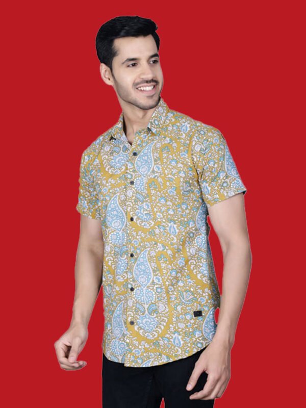 Yellow Pattern Print Men's Shirt - leftpose - sn3398 by Crazysparkles