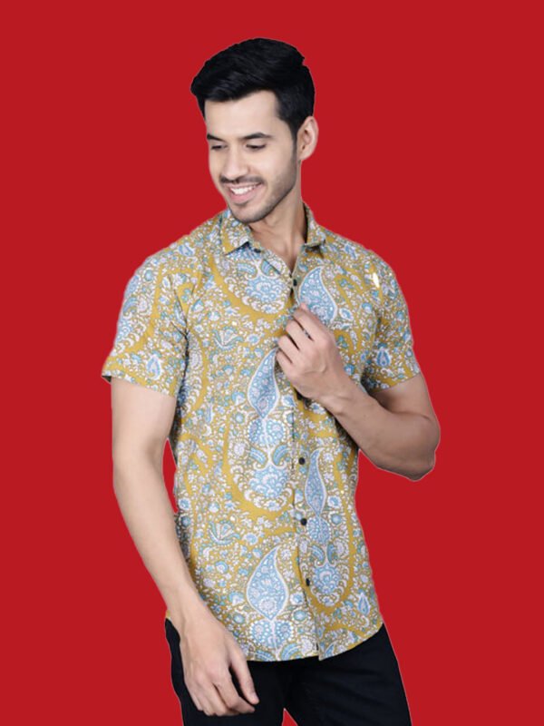 Yellow Pattern Print Men's Shirt - rightpose - sn3398 by Crazysparkles