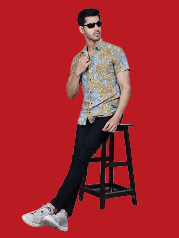 Yellow Pattern Print Men's Shirt - stylepose - sn3398 by Crazysparkles